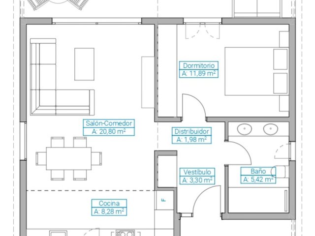 Proyecto casa 60m2 construidos