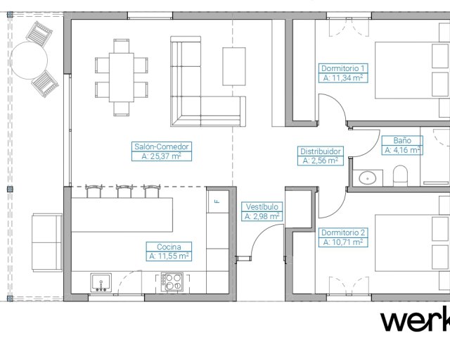 Proyecto en 80m2 construidos